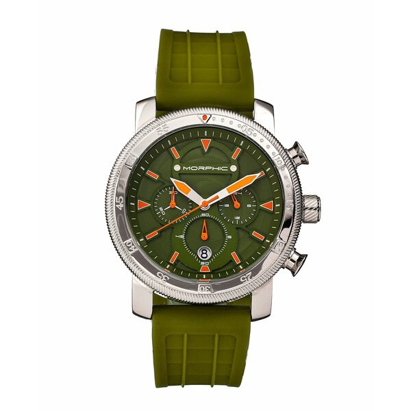 モルフィック レディース 腕時計 アクセサリー Women's M90 Series Black or Green or Blue Silicone Strap Chronograph Watch, 45mm Gre