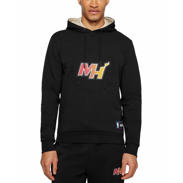 ヒューゴボス メンズ シャツ トップス BOSS x NBA Men's Miami Heat Hooded Sweatshirt Black