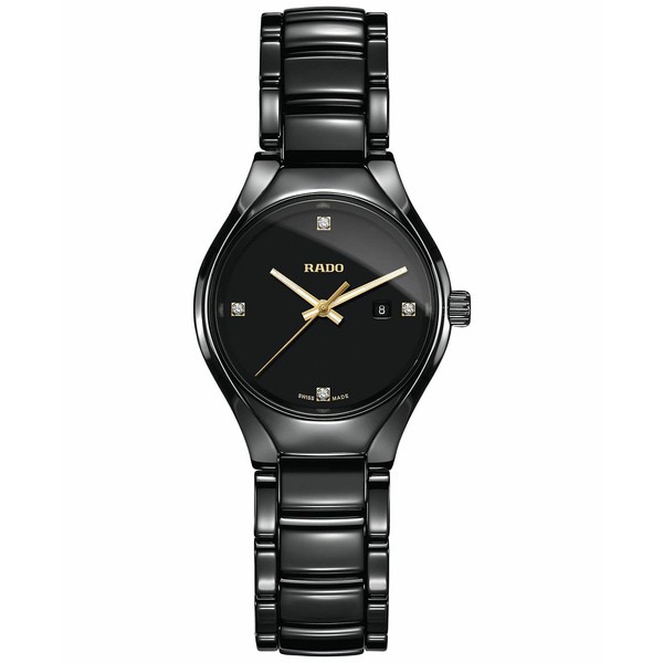 ラド レディース 腕時計 アクセサリー Women's Swiss True Diamond Accent Black High-Tech Ceramic Bracelet Watch 30mm R27059712 No C