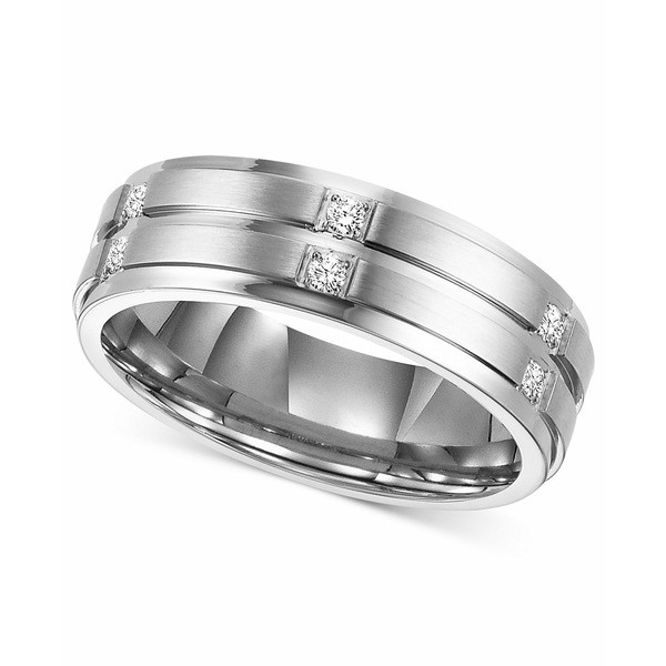 トライトン メンズ リング アクセサリー Men's Diamond Wedding Band Ring in Stainless Steel (1/6 ct. t.w.) Steel