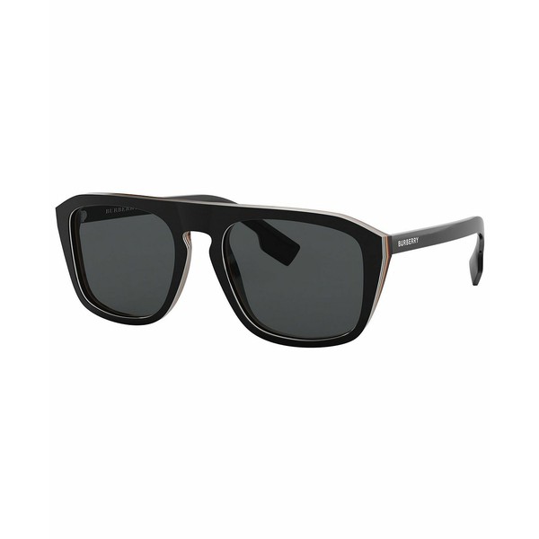 バーバリー メンズ サングラス・アイウェア アクセサリー Polarized Sunglasses, BE4286 55 CHECK MULTILAYER BLACK/POLAR GREY