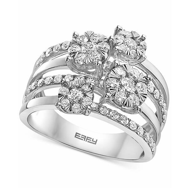 エフィー コレクション レディース リング アクセサリー EFFY® Diamond Multirow Cluster Ring (1-1/5 ct. t.w.) in 14k White Gold