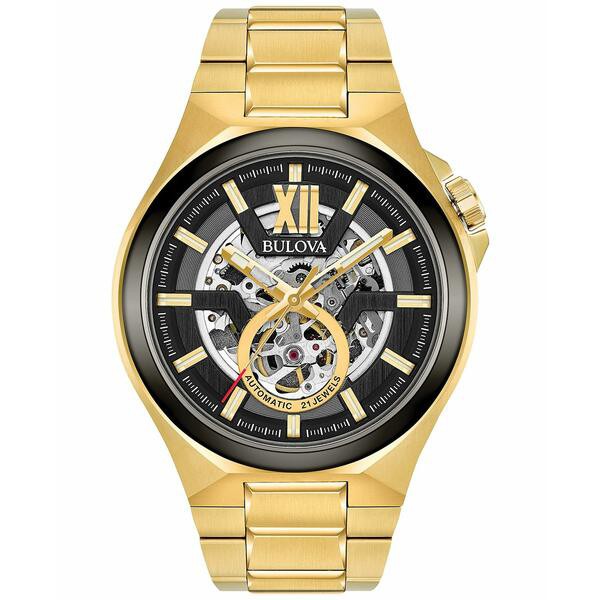 ブロバ メンズ 腕時計 アクセサリー Men's Automatic Gold-Tone Stainless Steel Bracelet Watch 46mm 98A178 No Color