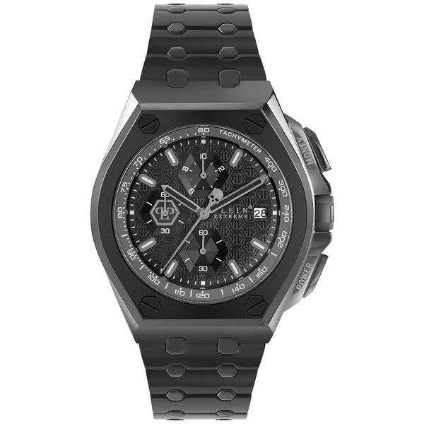 フィリッププレイン メンズ 腕時計 アクセサリー Men's Chronograph Plein Extreme Gunmetal Stainless Steel Bracelet Watch 44mm Ip Gu