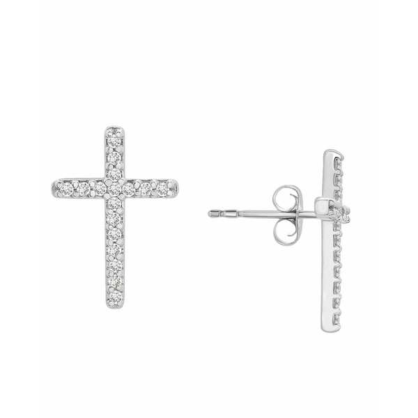 ラップド レディース ピアス＆イヤリング アクセサリー Diamond Cross Stud Earrings (1/10 ct. t.w.) in 14k Gold or 14k white gold,