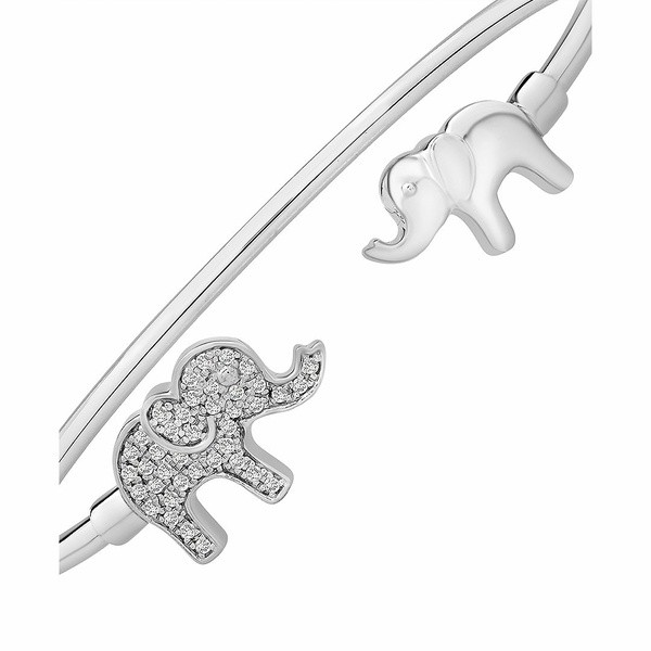 ラップド レディース ブレスレット・バングル・アンクレット アクセサリー Diamond Elephant Cuff Bangle Bracelet (1/4 ct. t.w.) in S