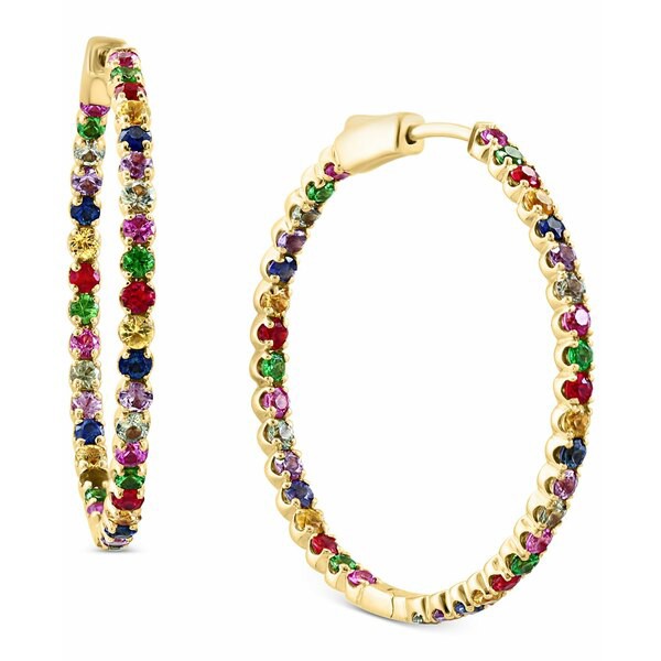 エフィー コレクション レディース ピアス＆イヤリング アクセサリー EFFY® Multi-Sapphire In & Out Medium Hoop Earrings (2-1/3 c