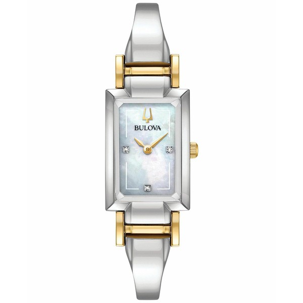 ブロバ レディース 腕時計 アクセサリー Women's Classic Diamond Accent Two-Tone Stainless Steel Bangle Bracelet Watch 28x33mm Two