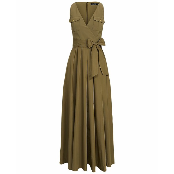 ラルフローレン レディース ワンピース トップス Taffeta Halter Gown Olive Fern