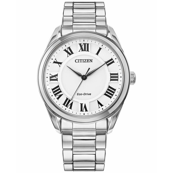 シチズン レディース 腕時計 アクセサリー Eco-Drive Women's Arezzo Stainless Steel Bracelet Watch 35mm Silver-tone