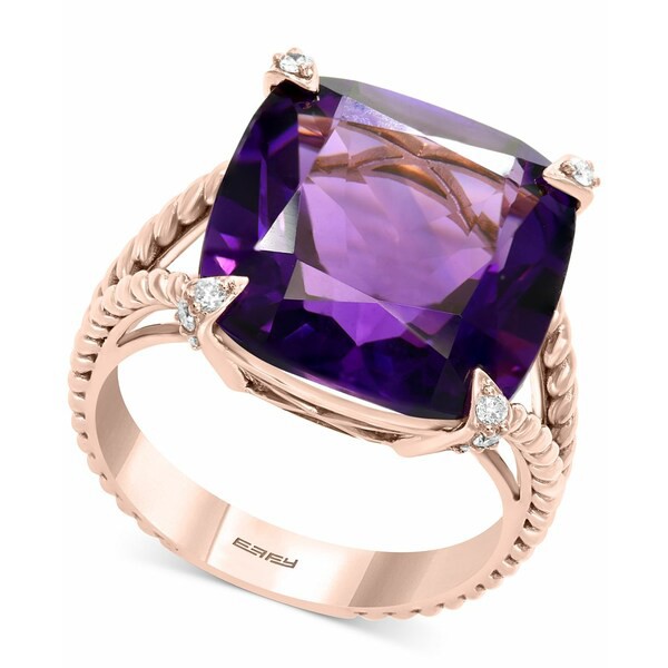 エフィー コレクション レディース リング アクセサリー EFFY® Amethyst (10-3/4 ct. t.w.) & Diamond (1/10 ct. t.w.) Statement Ri