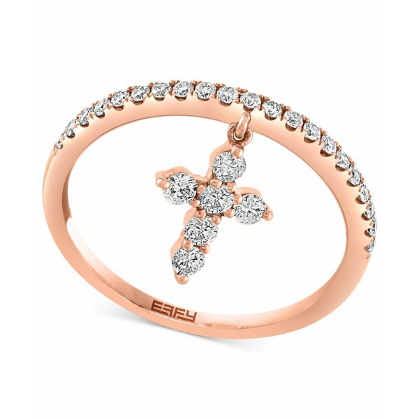 エフィー コレクション レディース リング アクセサリー EFFY® Diamond Cross Charm Ring (3/8 ct. t.w.) in 14k Rose Gold Rose Gol