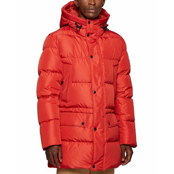 ヒューゴボス メンズ ジャケット＆ブルゾン アウター BOSS Men's Down-Filled Parka Jacket Medium Red