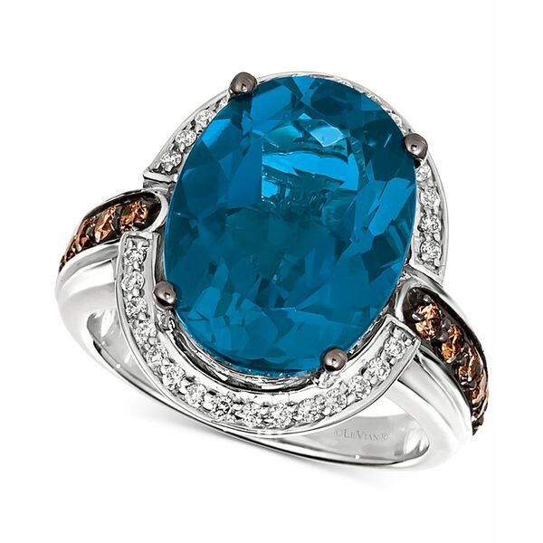 ルヴァン レディース リング アクセサリー Deep Sea Blue Topaz (10-1/2 ct. t.w.) & Diamond (3/4 ct. t.w.) Ring in 14k White Gold Bl