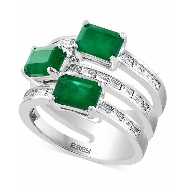 エフィー コレクション レディース リング アクセサリー EFFY® Emerald (2-7/8 ct. t.w.) & Diamond (5/8 ct. t.w.) Multirow Statem