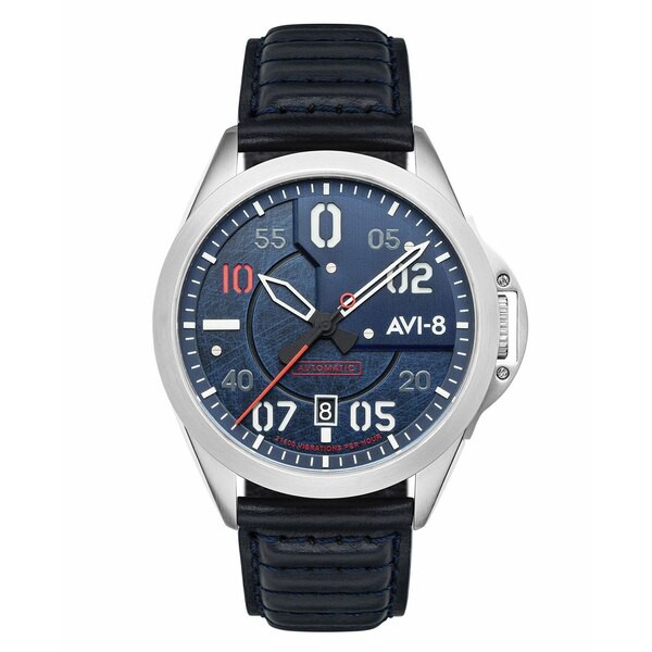 アヴィエイト メンズ 腕時計 アクセサリー Men's P-51 Mustang Hitchcock Automatic Cooperstown Blue Genuine Leather Strap Watch 43mm