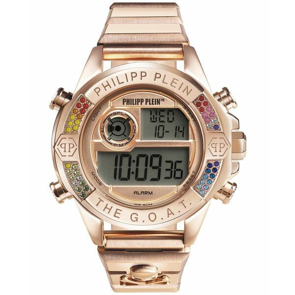 フィリッププレイン メンズ 腕時計 アクセサリー Men's Digital The G.O.A.T. Rose Gold-Tone Stainless Steel Bracelet Watch 44mm Rose