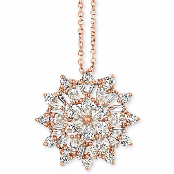 ルヴァン レディース リング アクセサリー Nude Diamond Snowflake Cluster 18" Pendant Necklace (7/8 ct. t.w.) in 14k Rose Gold Rose