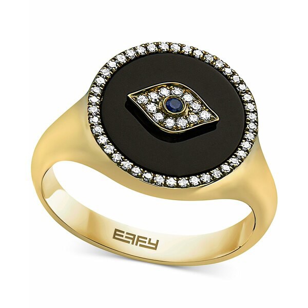 エフィー コレクション レディース リング アクセサリー EFFY® Onyx, Blue Sapphire Accent, & Diamond (1/6 ct. t.w.) Evil Eye Ri