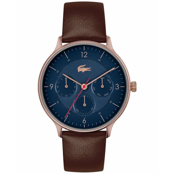 ラコステ メンズ 腕時計 アクセサリー Men's Lacoste Club Brown Leather Strap Watch 42mm Brown