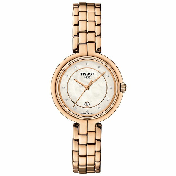 ティソット レディース 腕時計 アクセサリー Women's Swiss Flamingo Diamond Accent Rose Gold PVD Stainless Steel Bracelet Watch 30m