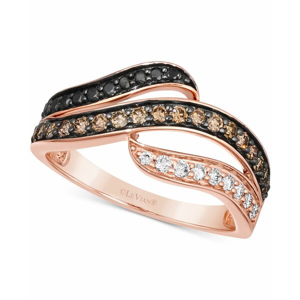 ルヴァン レディース リング アクセサリー Multicolor Diamond Swirl Ring (1/2 ct. t.w.) in 14k Rose Gold Rose Gold