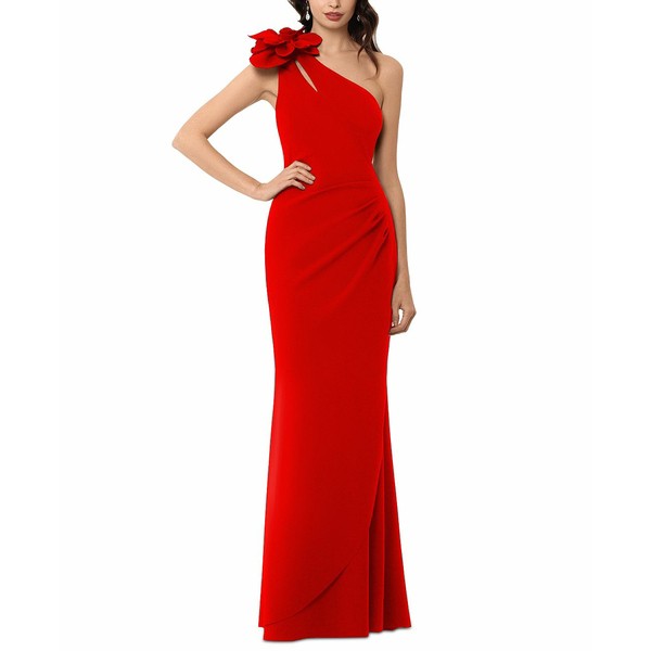 エスケープ レディース ワンピース トップス Embellished One-Shoulder Gown Red