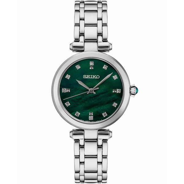 セイコー レディース 腕時計 アクセサリー Women's Diamond (1/8 ct. t.w.) Stainless Steel Bracelet Watch 30mm Green