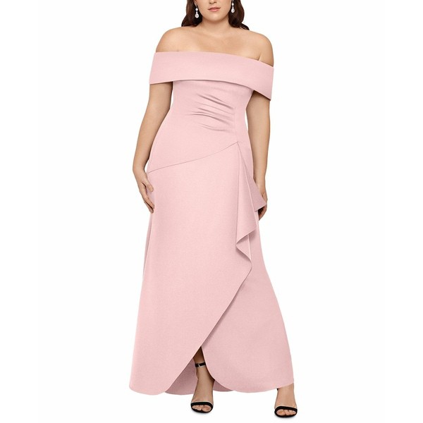 エスケープ レディース ワンピース トップス Plus Size Off-The-Shoulder Gown Blush