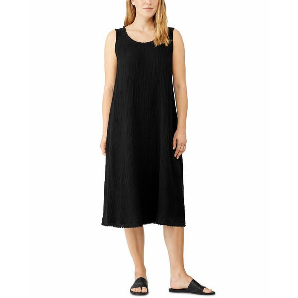 エイリーンフィッシャー レディース ワンピース トップス Women's Organic Cotton Sleeveless Dress Black