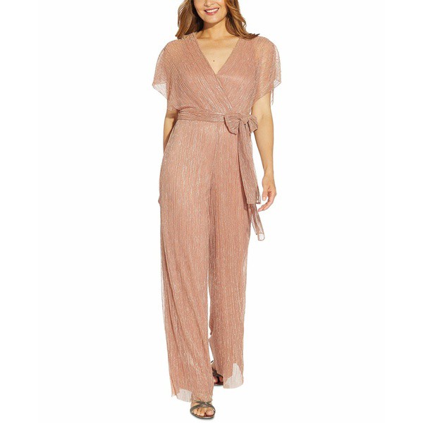 アドリアナ パペル レディース カジュアルパンツ ボトムス Flutter-Sleeved Surplice Jumpsuit Rose Gold