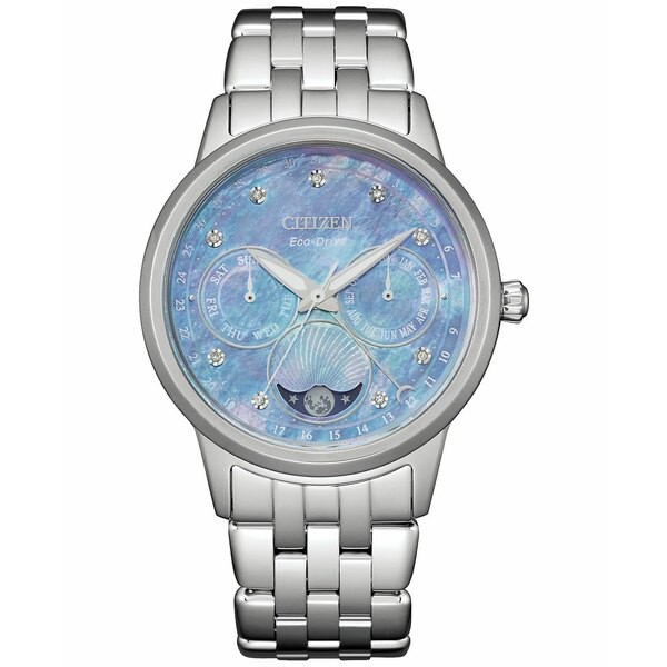 シチズン レディース 腕時計 アクセサリー Women's Calendrier Diamond Accent Stainless Steel Bracelet Watch 37mm Silver