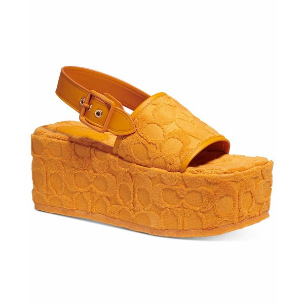 コーチ レディース サンダル シューズ Women's Noelle Platform Signature Sandals Papaya Signature Terry