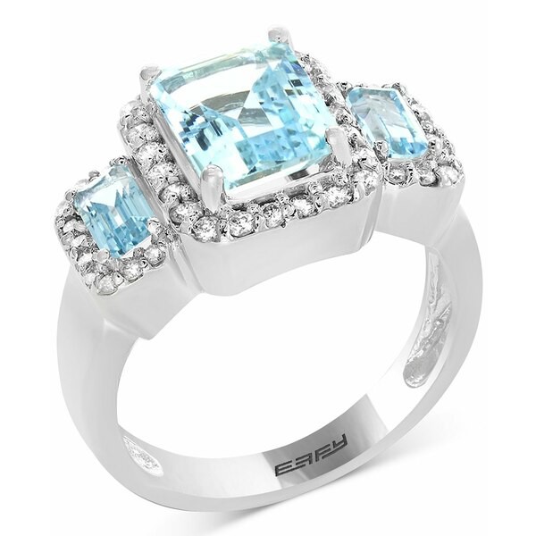 エフィー コレクション レディース リング アクセサリー EFFY® Aquamarine (2-5/8 ct. t.w.) & Diamond (3/8 ct. t.w.) Triple Stone