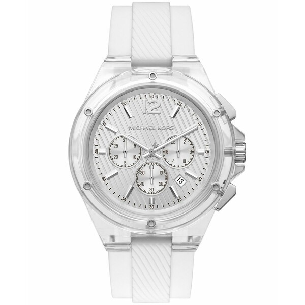 マイケルコース メンズ 腕時計 アクセサリー Men's Lennox Chronograph White Translucent Nylon and Silicone Band Watch 45mm Clear