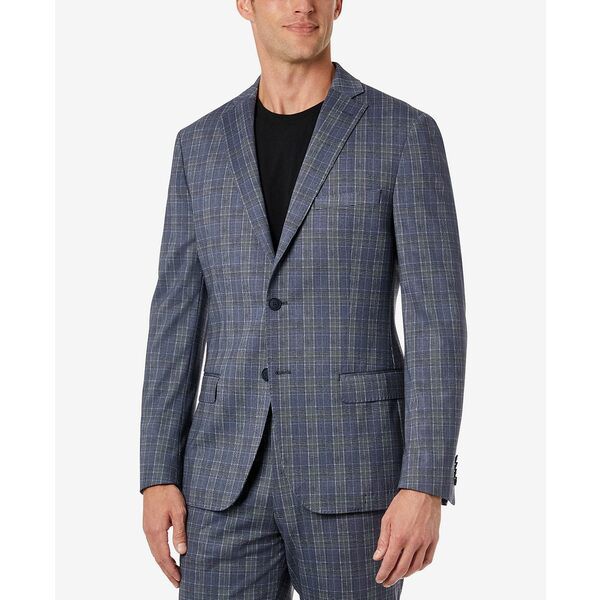 マイケルコース メンズ ジャケット＆ブルゾン アウター Men's Modern-Fit Plaid Knit Suit Jacket Blue Plaid