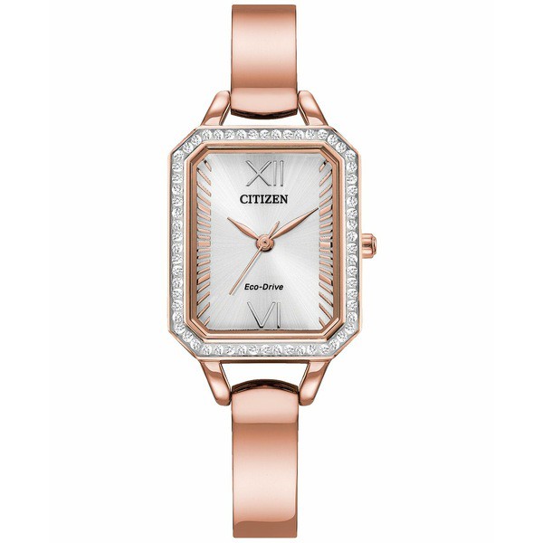 シチズン レディース 腕時計 アクセサリー Eco-Drive Women's Crystal Rose Gold-Tone Stainless Steel Bangle Watch 23mm Pink Gold-ton