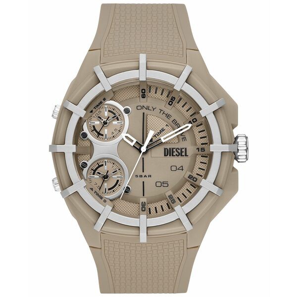 ディーゼル メンズ 腕時計 アクセサリー Men's Chronograph Framed Taupe Silicone Strap Watch 51mm Taupe