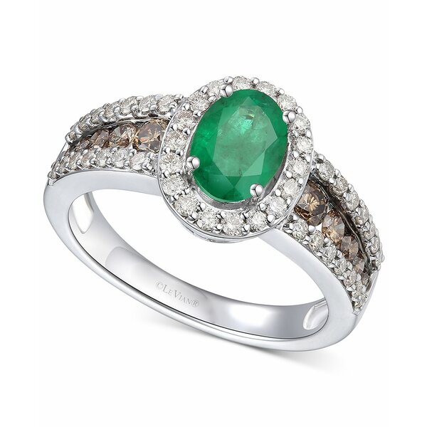 ルヴァン レディース ピアス＆イヤリング アクセサリー Emerald (3/4 ct. t.w.) & Diamond (7/8 ct. t.w.) Ring in 14k White Gold Emera