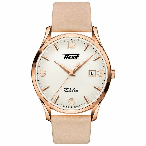 ティソット レディース 腕時計 アクセサリー Unisex Swiss Heritage Visodate Beige Leather Strap Watch 40mm No Color