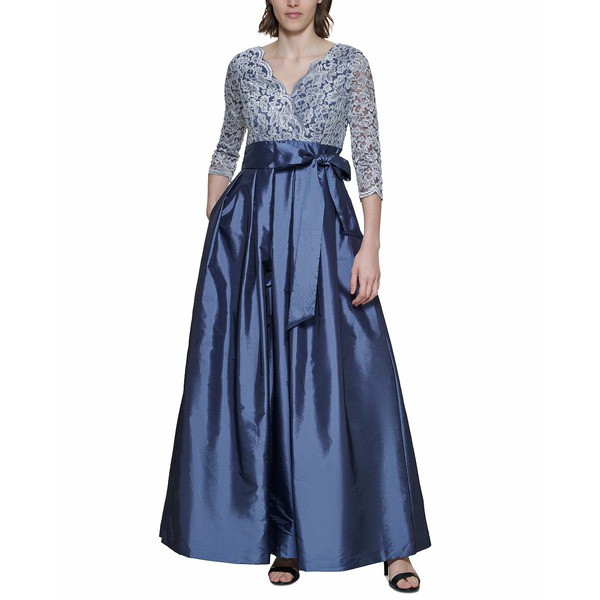 ジェシカハワード レディース ワンピース トップス Lace-Top Gown Denim