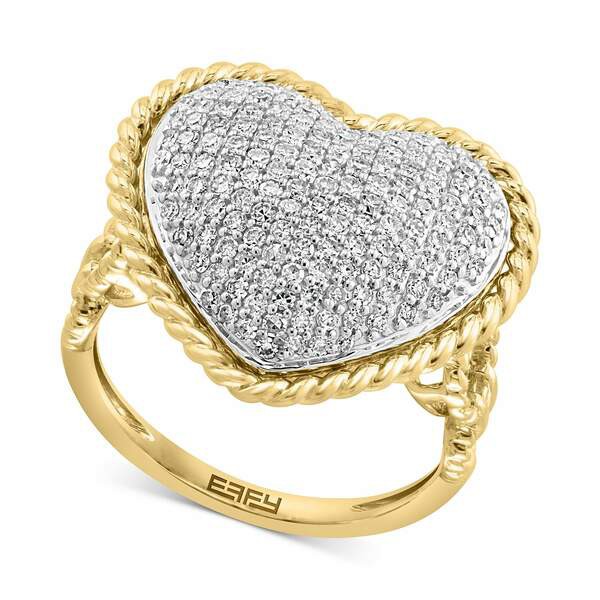 エフィー コレクション レディース リング アクセサリー EFFY® Diamond Pavé Heart Ring (3/4 ct. t.w.) in 14k Two-Tone Gol