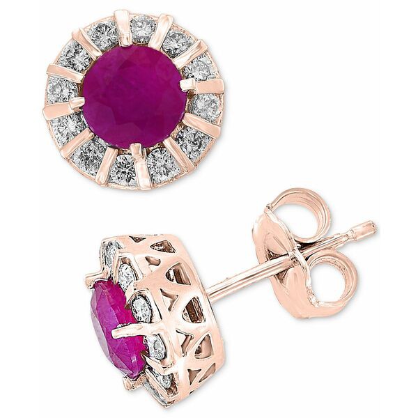 エフィー コレクション レディース ピアス＆イヤリング アクセサリー EFFY® Ruby (1-1/8 ct. t.w.) & Diamond (1/3 ct. t.w.) Stud E