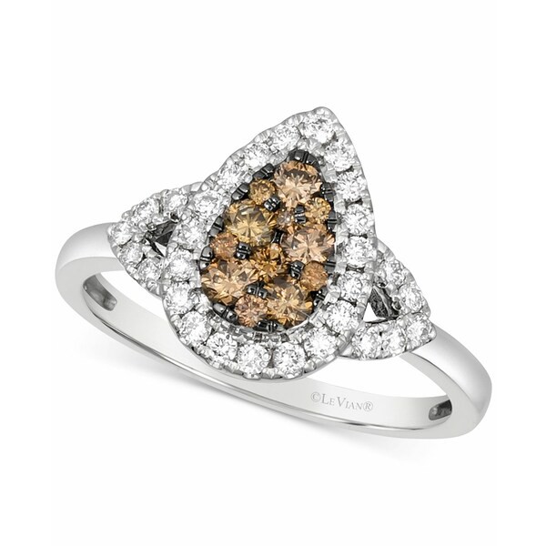 ルヴァン レディース リング アクセサリー Chocolate Diamond (1/3 ct. t.w.) & Nude Diamond (1/3 ct. t.w.) Teardrop Cluster Ring in