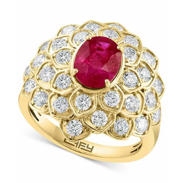 エフィー コレクション レディース リング アクセサリー EFFY® Ruby (1-3/8 ct. t.w.) & Diamond (1-1/2 ct. t.w.) Flower Ring in 1