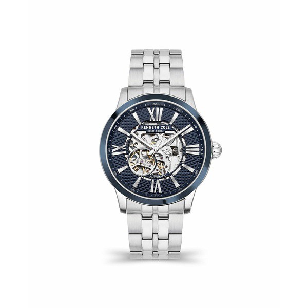 ケネスコール メンズ 腕時計 アクセサリー Men's Automatic Silver-Tone Stainless Steel Bracelet Watch 43mm Silver-Tone