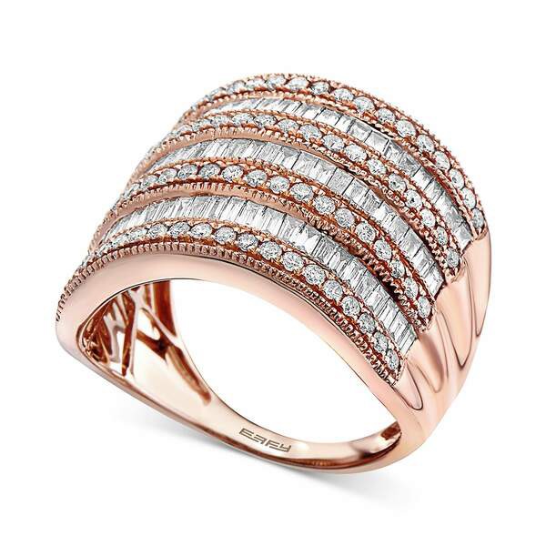 エフィー コレクション レディース リング アクセサリー EFFY® Diamond Multi-Row Statement Ring (1-1/2 ct. t.w.) In 14K Rose Gol