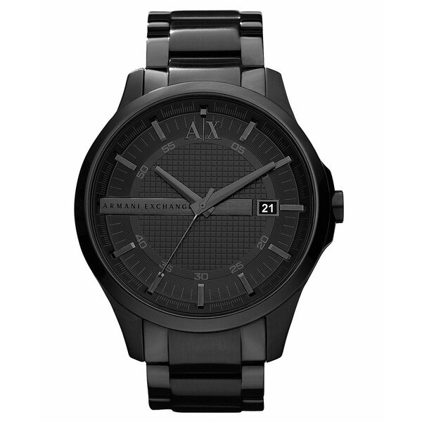 アルマーニ メンズ 腕時計 アクセサリー Watch, Men's Black Ion Plated Stainless Steel Bracelet 46mm AX2104 Black