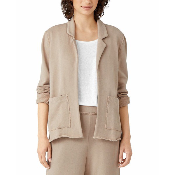 エイリーンフィッシャー レディース ジャケット＆ブルゾン アウター Organic Open-Front Blazer Khaki