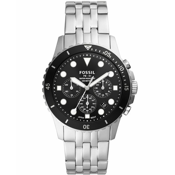 フォッシル メンズ 腕時計 アクセサリー Men's FB-01 chronograph movement, stainless steel bracelet watch 42mm Silver